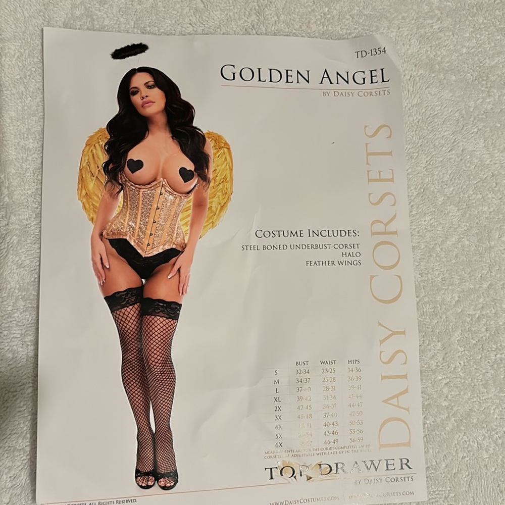 Top Drawer 3 PC Golden Angel Corset Costume